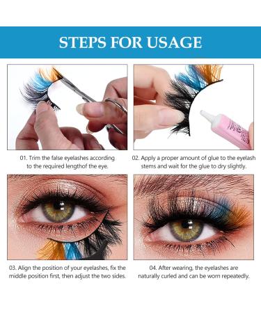 Colored False Eyelashes - 3D Fluffy Faux Mink Strip Lashes for Daily Wear & Halloween Cosplay - 2 Pairs - Buy Online on SooperMarket.com