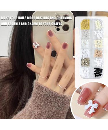 3D Nail Charms 2 Boxes Multi-Shape Aurora Bow Butterfly Flower Nail Art Charms Nail Pearls Rhinestone Caviar Beads Crystal Nail Gems for Nail Art Decoration DIY Crafts (A) - Buy Online on SooperMarket.com
