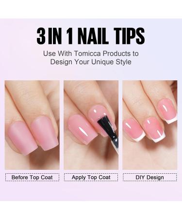 TOMICCA Soft Gel Nail Tips and Glue Kit - 3 in 1 Coffin Nail Tips, Gel Glue, Top Coat, and UV LED Lamp - DIY Nail Art Extension Kit - Buy Online on SooperMarket.com