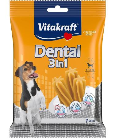 Vitakraft Dental 3in1 dental care sticks dog tartar remover for small dogs sugar-free (1x 7 pieces)