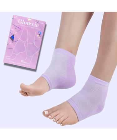 Glowxie Moisturising Gel Heel Socks for Cracked Heels - 2x Pairs - Gel Infused Lining Containing Essential Oils and Vitamins to Lock in Moisture Supporting Deep Hydration. Open Toe Breathable Design