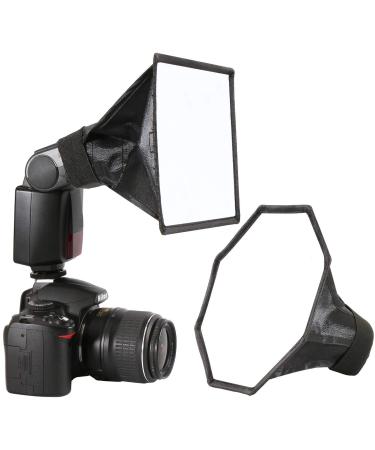 waka Flash Diffuser Light Softbox, 2 Pack Speedlight Softbox Collapsible with Storage Pouch - 8" Octagon Softbox + 8"x6" for Canon, Yongnuo and Nikon Speedlight