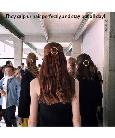 GIYOMI Hollow Hoop Round Circle Hair Clip Set - Minimalist Metal Bobby Pins for Women and Girls - Ponytail Holder Hair Accessories in Gold & Silver - Buy Online on SooperMarket.com