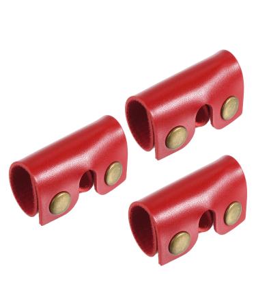 PATIKIL Leather Razor Head Protective Case 3 Pack Double Edge Razor Head Protection Sheath Shaving Tip Cover for Travel Red