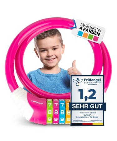 Dunlop bicycle lock children Bicycle Castle - Safety level 5 Number lock with 4 color division for better notice of the combination i bike bicycle lock lock for children (pink)