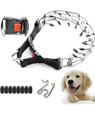 Supet Dog Prong Collar, Adjustable Dog Training Collar with Buckle for Small Medium Large Dogs(Packed with One Extra Links) M (Neck: 16"--18'' Weight: around 50 lbs) Metallic