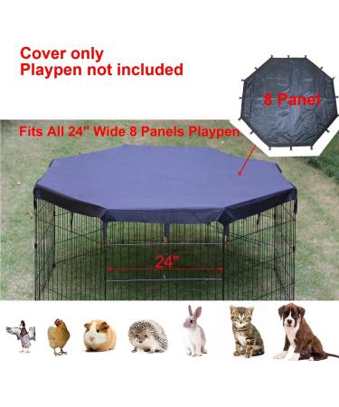 LAOZZ 24 Inch 8 Panel Black Dog Playpen Cover - Sun/Rain Proof Top Cover for Indoor and Outdoor Pet Playpen - Shade and Security for Dogs - Fits 24-36 Inch Playpens - Buy Online on SooperMarket.com