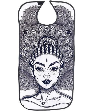 FUSHIDA Adult Bib Water Resistant PVC Bibs on Dinner Table Elegant Printing Cotton Cloth Cover for Men & Women Eating Adjustable Strap Bibs with Beauty Girl Pattern(FYH653-CA) - Buy Online on SooperMarket.com