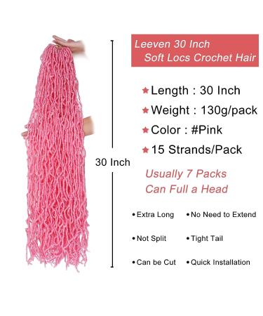 Leeven 30 Inch Pink Soft Locs Crochet Hair - BoHo Goddess Butterfly Locs - 15 Strands Pre Looped Distressed Faux Locs - Curly Synthetic Braids for Women - Pack of 1 - Buy Online on SooperMarket.com