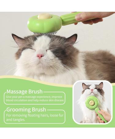 Self Cleaning Cat Brush for Shedding Indoor Cats - Deshedding Tool for Long Haired Cats & Short Haired Dogs - Slicker Brush & Fur Comb for Efficient Grooming - Green - Buy Online on SooperMarket.com