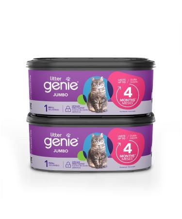 Litter Genie Jumbo Refill Bags (2-Pack) | Multi-Layers of Odor-Barrier Technology | 1 Square Refill Cartridge Lasts Up to 4 Months Per Cat 1.05 LBS