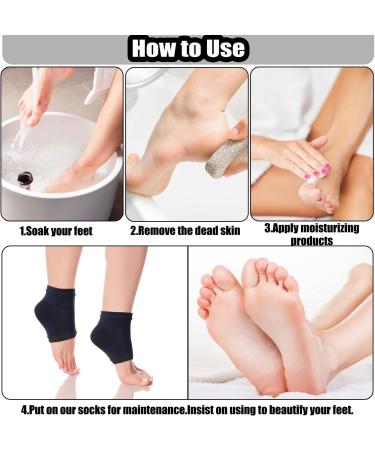 Jootuepo Gel Socks - 3 Pairs Soft Open Toe Heel Socks for Cracked Skin - Foot Care Treatment (Black) - Buy Online on SooperMarket.com