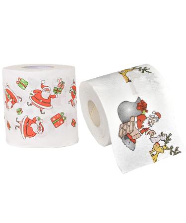 Christmas Toilet Roll Christmas Toilet Paper Christmas Toilet Paper 2 Rolls Santa Claus Printed Christmas Toilet Roll Funny Merry Xmas Toilet Paper Bulk Bathroom Decor Stocking Stuffers Party Favors