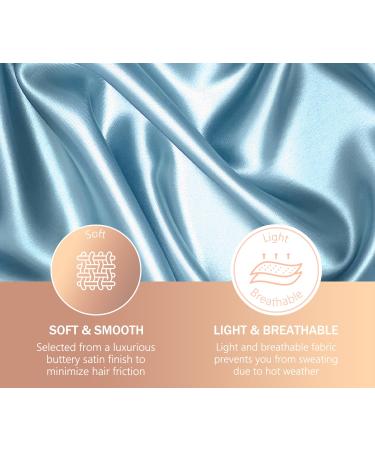 Mikimini Satin Sleep Hood for Long Curly Hair | 2 Pack Green & Light Blue | Double-Layer Silk Hair Caps for Women | Extra Large Stretchy Sleep Caps - Buy Online on SooperMarket.com