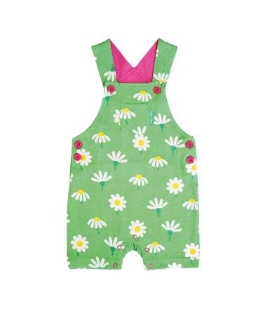 Toby Tiger Organic Daisy Print Dungaree Shorts 3-6 Months GREEN