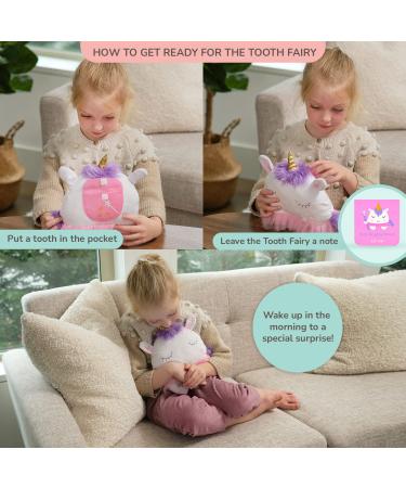 Tickle & Main Unicorn Tooth Fairy Pillow Gift Set - Plush Pillow with Tooth Pocket, Notepad, and Keepsake Pouch - Buy Online on SooperMarket.com