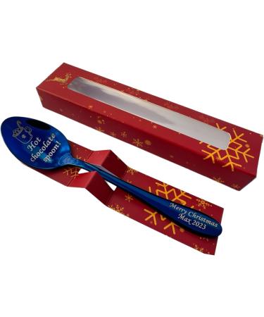 Premium Hot Chocolate Spoon with Christmas 2023 Gift Box - 15cm Size - Available in Silver Gold Rose Gold Black Blue Rainbow and Purple - Holiday xnas Gift - Buy Online on SooperMarket.com