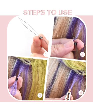 Vlasy Hair Extension Loop Needle Threader Set - 10PCS Micro/Nano Bead Pulling Hook Tools for Hair and Feather Extensions - Buy Online on SooperMarket.com