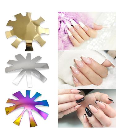 Menecor 3 Pcs French Tips Nail Cutter Set - Stainless Steel Manicure Edge Trimmer for Acrylic - DIY Kit with 9 Sizes - Buy Online on SooperMarket.com