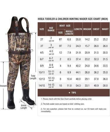 HISEA Kids Neoprene Chest Waders with Insulated Boots - Brown | Duck Hunting Waders for Boys & Girls Ages 6/7 - Buy Online on SooperMarket.com