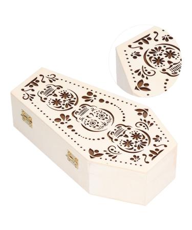 Decorative Wooden Coffin Pet Burial Coffin Small Unique 2Pcs Creative for Halloween Party Decor for Hamsters for Small Pets for Coffin Box (Skull)