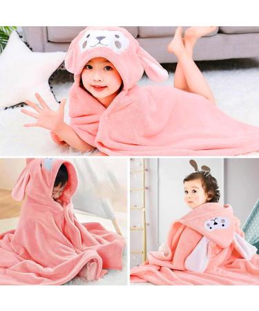Funmo Baby Hooded Towel 70x140 cm - Soft Super Absorbent Bath Towel for Toddlers (0-5 Years) - Cute Pink Design - Buy Online on SooperMarket.com