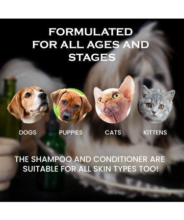 Oakwood Natural Aloe Vera Coat Conditioner & Tearless Oatmeal Shampoo for Pets - Hypoallergenic Grooming Set for Dogs & Cats - Relieves Dry Skin Itching & Detangles - Buy Online on SooperMarket.com