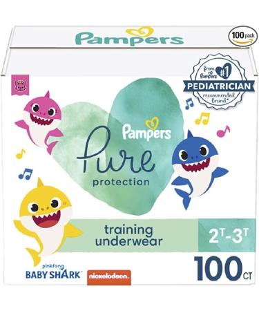 Pampers Pure Protection Training Pants Baby Shark - Size 2T-3T 100 Count Premium Hypoallergenic Training Underwear