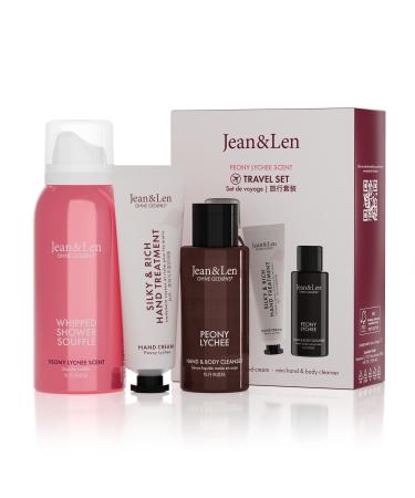 Jean & Len Travel Set Pentecost and Litschi ideal small gift or souvenir products for body and mind packaging is FSC certified small travel sizes vegan gift set