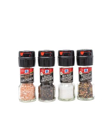 McCormick Salt & Pepper Grinder Variety Pack (Himalayan Pink Salt, Sea Salt, Black Peppercorn, Peppercorn Medley), 0.05 lb