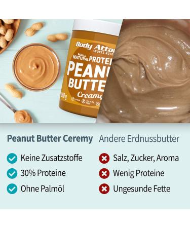 Body Attack Protein Peanut Butter 1kg - Vegan Natural Low Sugar 30% Protein Sea Salt - Healthy Snack Option - Buy Online on SooperMarket.com