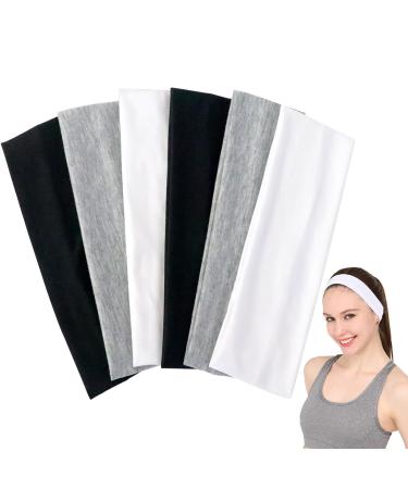 Sularpek 6 Pack Yoga Head Bands Elastic Headband Welding Hair Bands Hairband Women D n Summer Soft Hair Ripe For Women Yoga Workout Fitness Head Bands Black and White