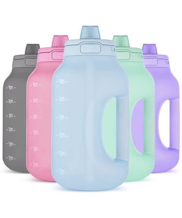 Ello Hydra Half Gallon Jug with Time Marker & Handle for All Day Hydration & Silicone Straw with Locking, Leak-Proof Lid BPA/BPS Free, 64 oz, Halogen Blue Hallogen Blue