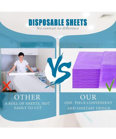 50-Pack 31x70 Inches Waterproof Disposable Bed Sheets - Purple Non-Woven Fabric for Spa, Beauty Salon, Hotels - Buy Online on SooperMarket.com