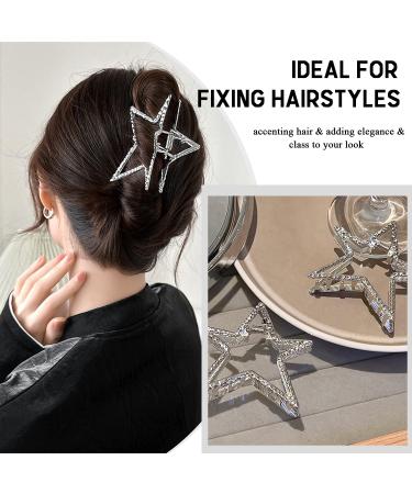 Silver Star Metal Hair Claw Clip - Stylish Hair Barrette for Women and Girls - Buy Online on SooperMarket.com