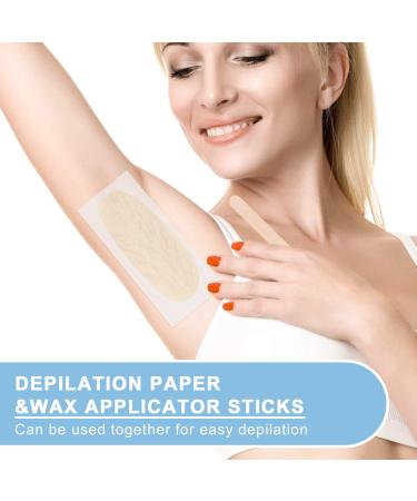 Whaline 650 Waxing Sticks and Strips Kit for Hair Removal - Includes 350 Wooden Wax Applicators and 300 Non-Woven Strips - Body, Facial, Eyebrow - Buy Online on SooperMarket.com