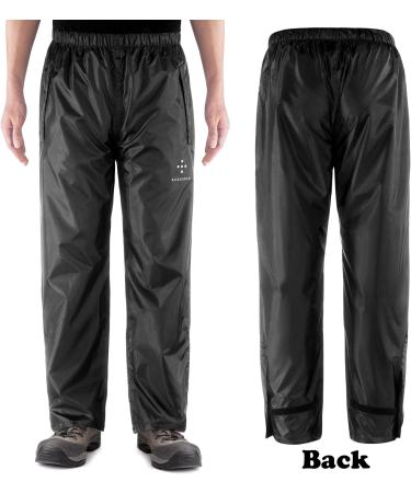 AXESQUIN Men's Waterproof Rain Pants - Lightweight, Packable & Windproof Outdoor Over Pants for Hiking & Fishing | Black, Large - Buy Online on SooperMarket.com