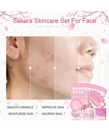 Skincare Set for Teenage Girls - Japan Sakura 24PCS | Cleanser Toner Serum & More - International Shipping - Buy Online on SooperMarket.com