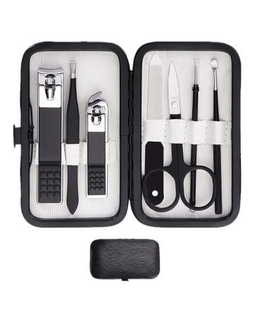 Nail clippings set manicure set men manicure kit with portable travel suitcase nail-knit-kit personal care tools kit men grooming kit gift for husband friend family black white