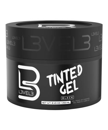 Level 3 Tinted Gel Black - Temporary Black Hair Gel For Hair L3 - No Flaking and Rinses Out Easily - Level Three Strong Hold Formula