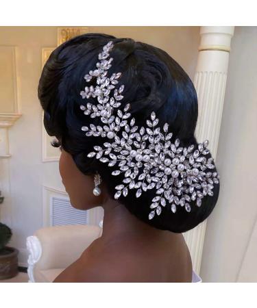 AMORARSI Wedding Hair Comb Pearl Rhinestones Hair Clips Crystal Bridal Hair Accessories for Brides and Bridesmaids(Silver)