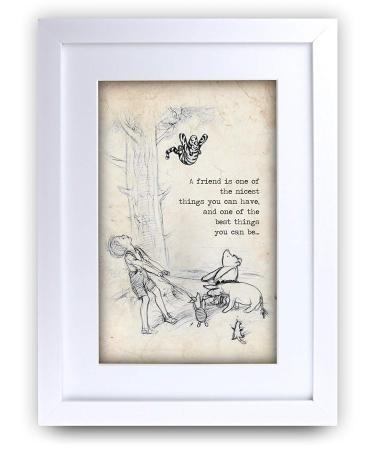 HWC Trading FR Winnie the Pooh Nicest Best Friend A3 Framed Printed Quote Nursery Print Baby Shower Room Gifts New Born Bedroom Gift Print Photo Picture Frame Display