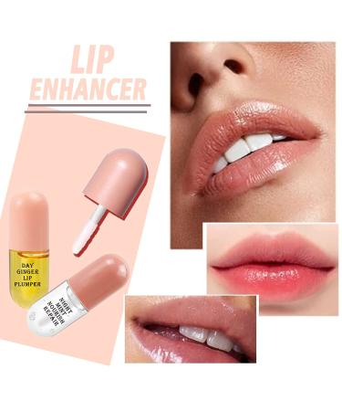 Natural Lip Plumper Set - Day & Night Serum for Softer, Bigger Fuller Lips - Lip Care & Enhancer Kit with Lip Mask - No More Chapped Lips - 2Pcs - Buy Online on SooperMarket.com