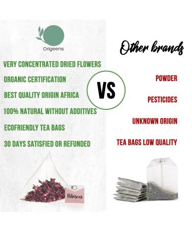 Buy Origen's Organic Hibiscus Tea - Premium Quality 50 Bags | Dried Hibiscus Flowers for Tea Iced Tea & Detox | Karkade Tea - Buy Online on SooperMarket.com