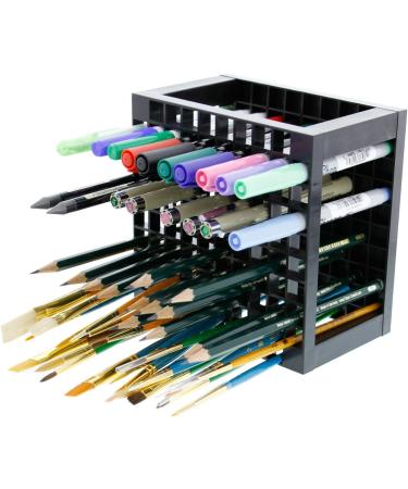 U.S. Art Supply 96 Hole Plastic Pencil & Brush Holder - Desk Stand Organizer Holding Rack for Pens  Paint Brushes  Colored Pencils  Markers 96-Hole Single Level - Buy Online on SooperMarket.com