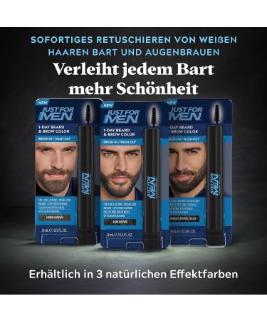 Just for Men 1-Day Beard & Eyebrow Color | Medium Brown | Temporary Hair Dye for Men | Up to 30 Applications | Defined Look - Buy Online on SooperMarket.com