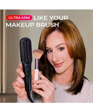 TYMO Portable Hair Straightener Brush - Lightweight Ionic Mini Hot Comb for Travel Dual Voltage Ceramic Tourmaline Straightening Brush for Women - Buy Online on SooperMarket.com