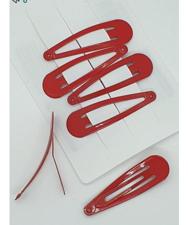 6 PCS Metal Snap Hair Clips - Red Hair Grips 5CM Long - Buy Online on SooperMarket.com