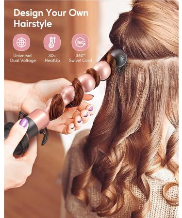 Wavytalk 5 in 1 Curling Iron Set with 4 Interchangeable Ceramic Wands & Heat Protective Glove - Instant Heat Up for Effortless Styling - Buy Online on SooperMarket.com
