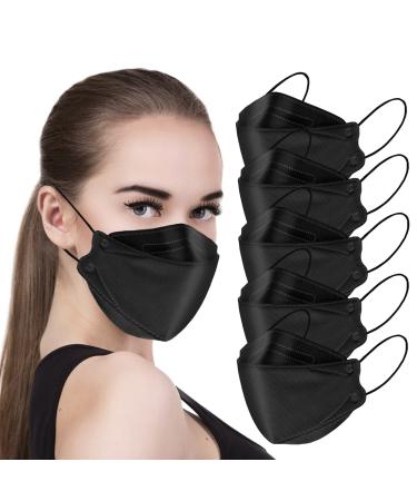 50Pcs Black KF94 Disposable Face Masks 4-Layer Safety Face Mask 50 Count (Pack of 1) Black